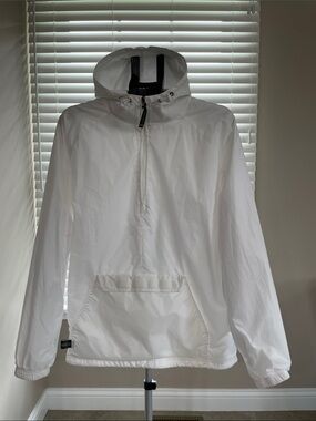 Charles River Apparel White Hooded Windbreaker Pullover